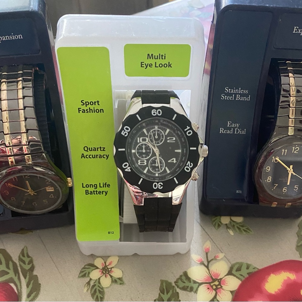 Lot of 3 brand new Black and Silver men’s Watches
